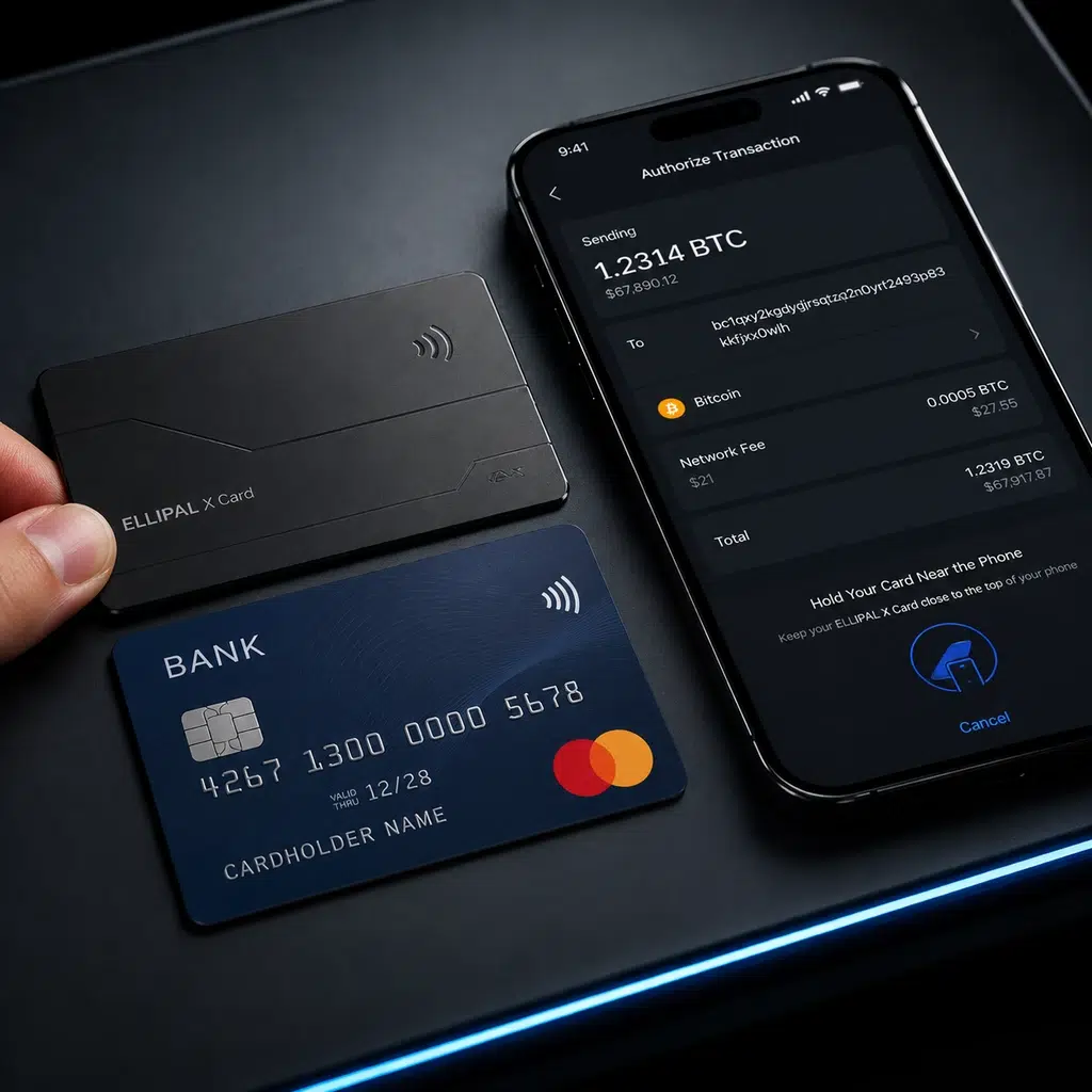 نمای جلو و پشت کارت ELLIPAL X Card